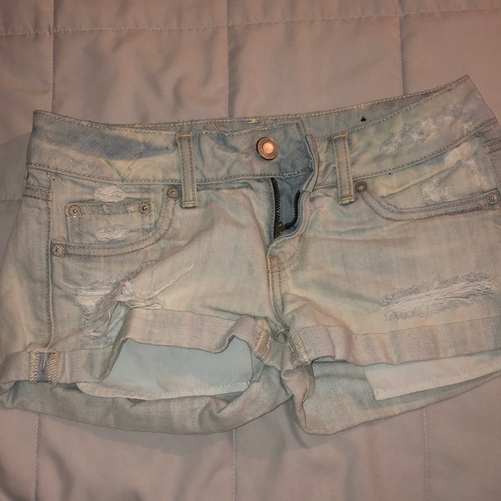 Light wash jean shorts